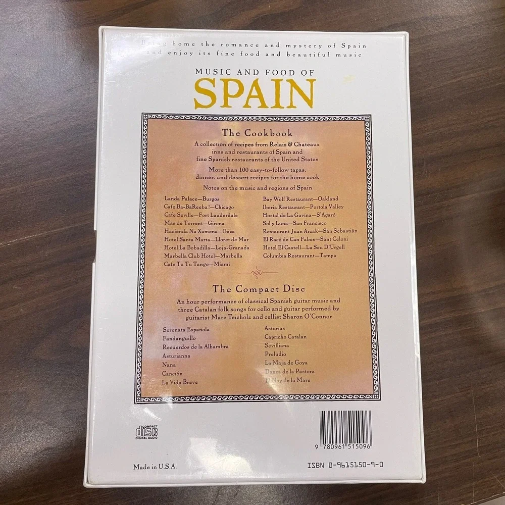 Music & Food of Spain Sharon O'Conner Menu CookBook & CD Classic‎ Spanish Guitar